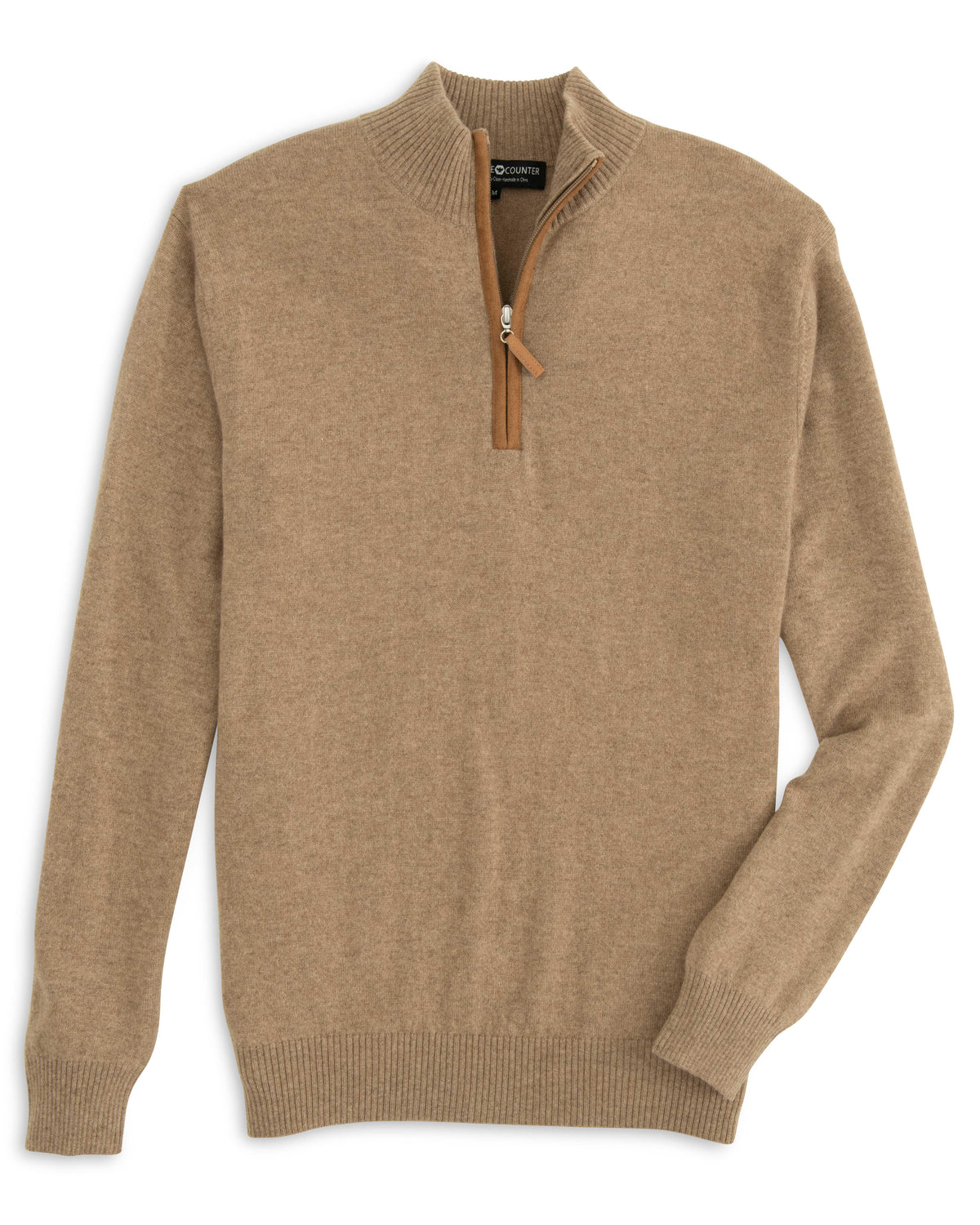 Special Buys Cashmere Counter - Men's 1/4 Zip Cashmere Cardigan - Small - Camel