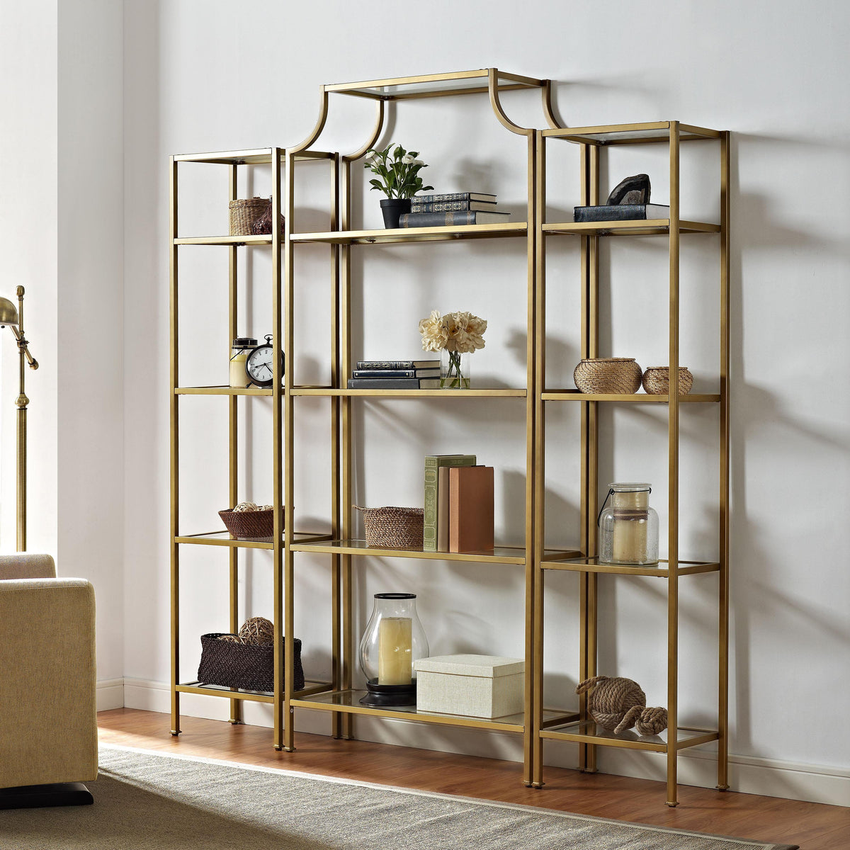 Crosley Furniture Aimee 3-Piece Etagere Bookcase Set