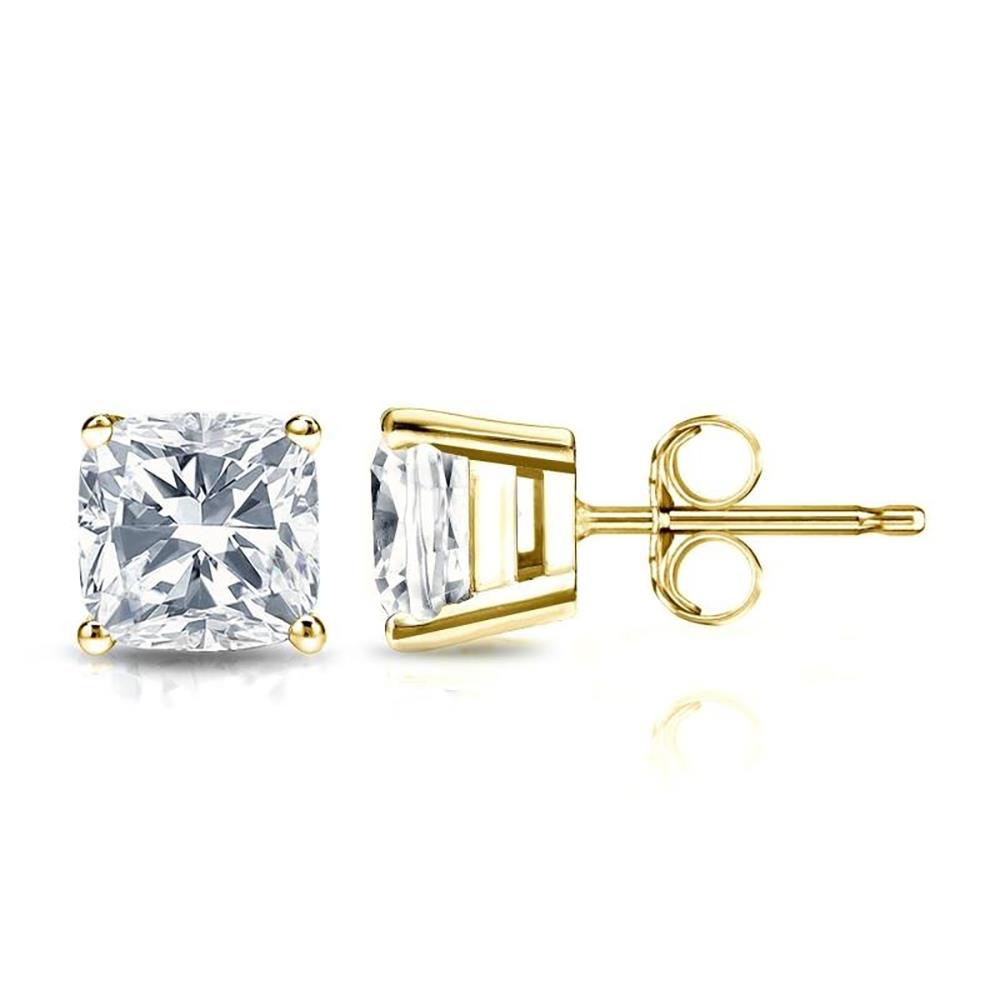 Prestige Boutique Diamonds Cushion shape Solitaire Stud Earrings Size 1.50TCW