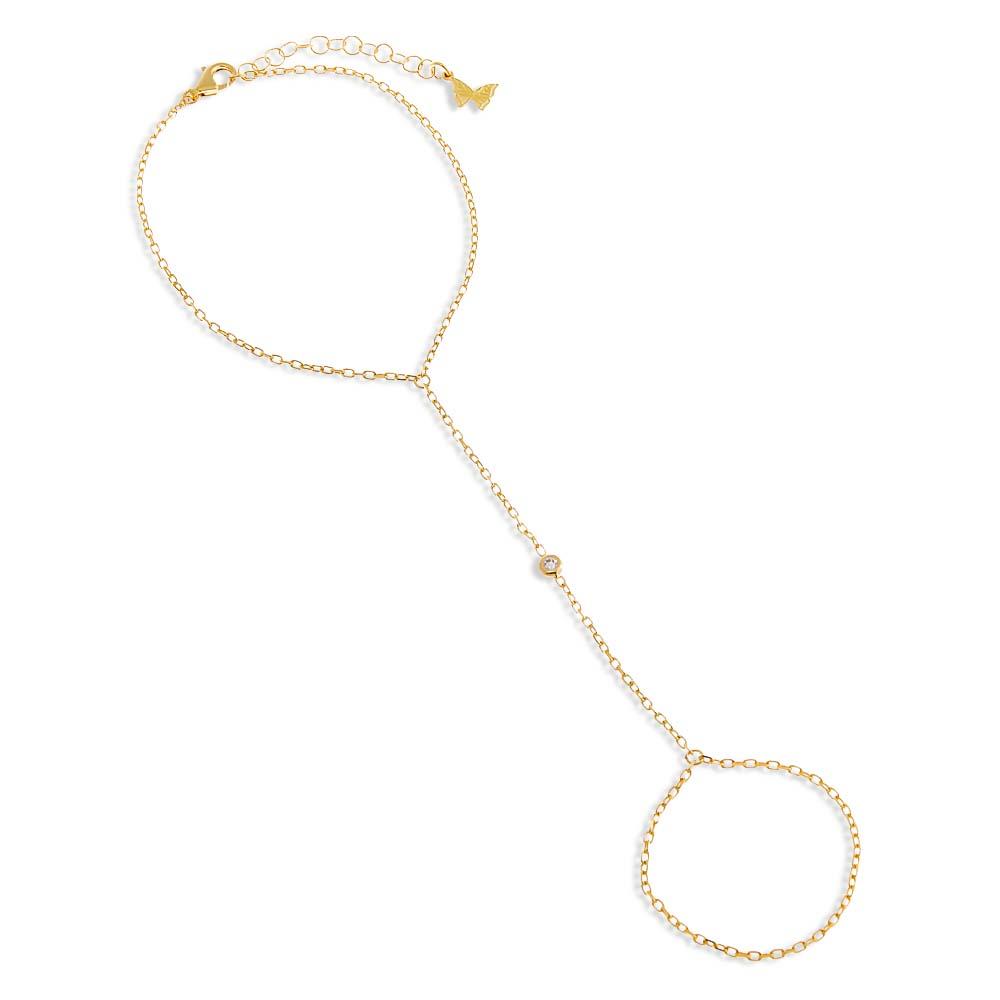 Adina Eden CZ Mini Bezel Hand Chain Size 6"