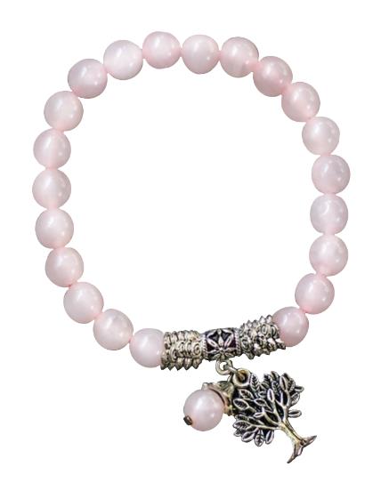 DKD Rose Quartz Bracelet with Tree of Life Charm