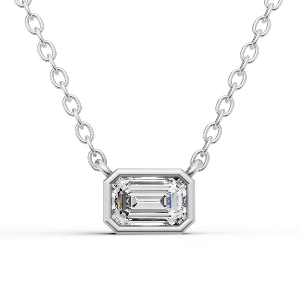 Prestige Boutique Diamonds Emerald Lab Diamond Solitaire Pendant Size 0.5 CTW