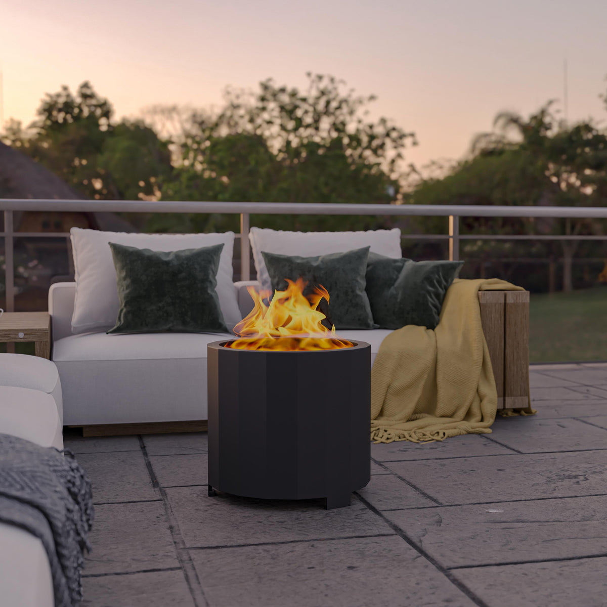 Flash Furniture Commercial Grade 19.5" Outdoor Smokeless Wood Burning Fire Pit - Black