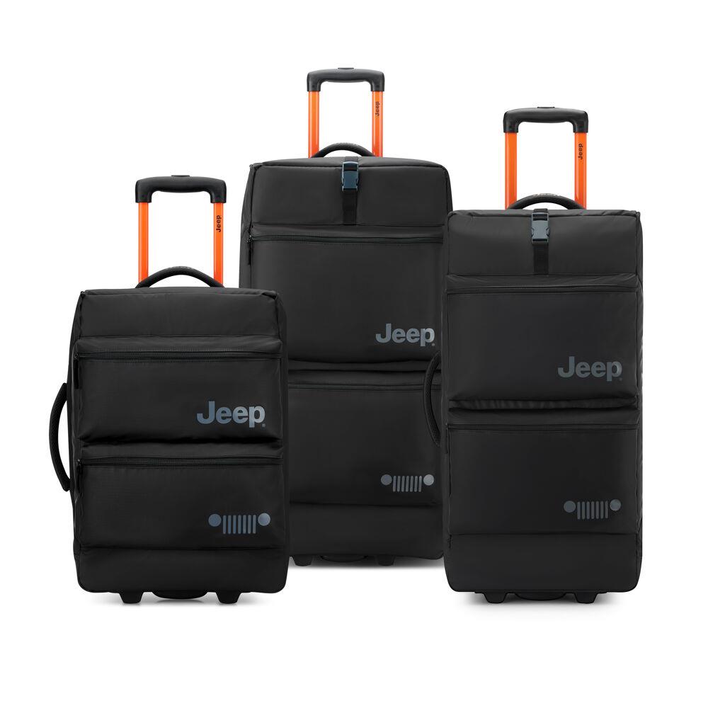 Delsey Jeep JSOO6B 3-Piece Rolling Duffel Set with Carry-On, Medium & Large Duffel Bags in Black