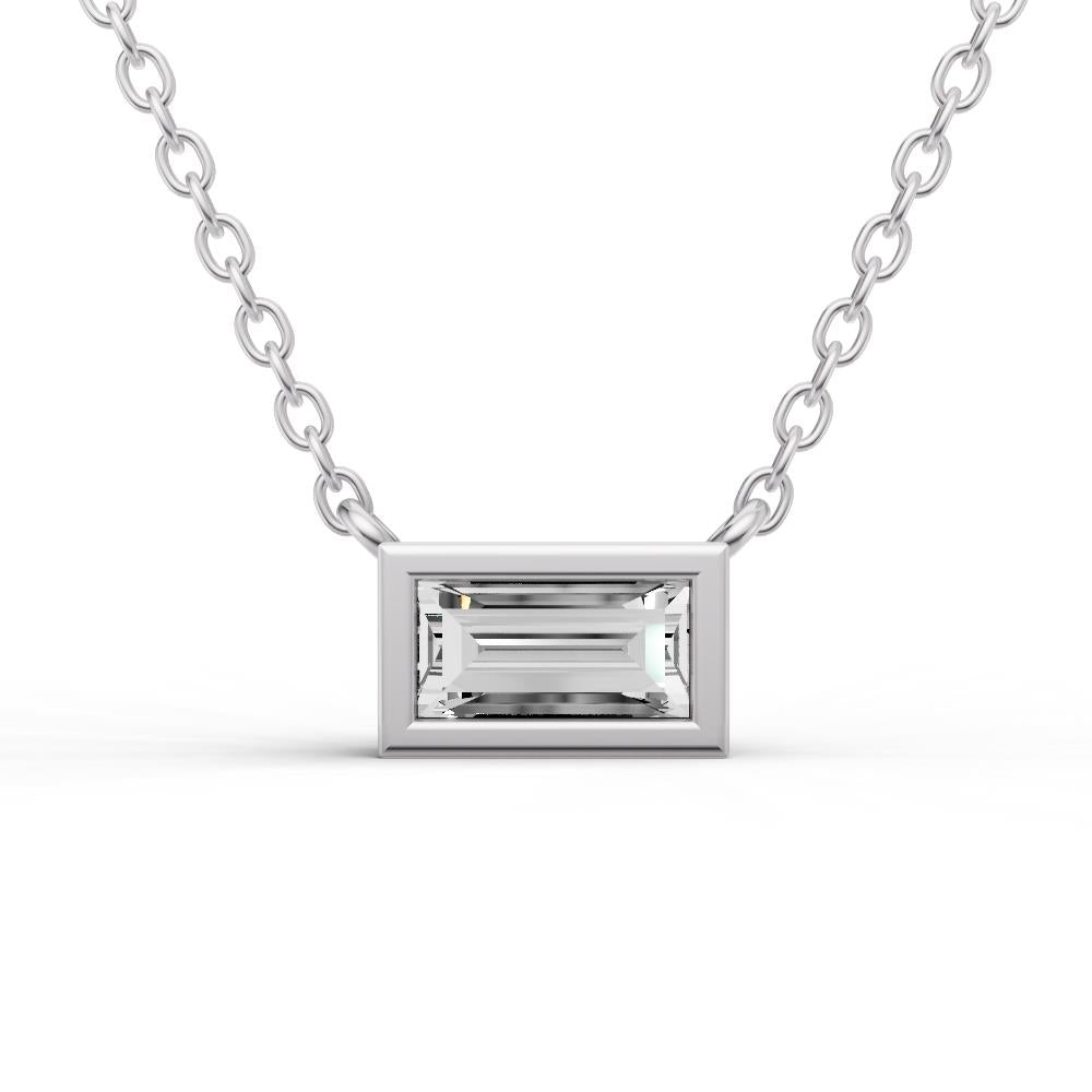 Prestige Boutique Diamonds Baguette Lab Diamond Solitaire Pendant Size 0.5 CTW