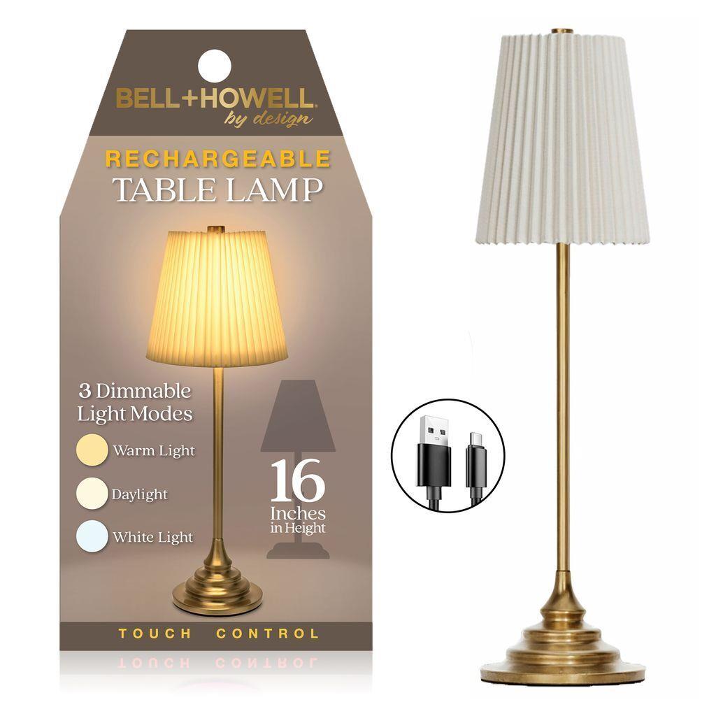 Bell + Howell Pleated Shade Portable Rechargeable Lamp Size 15"
