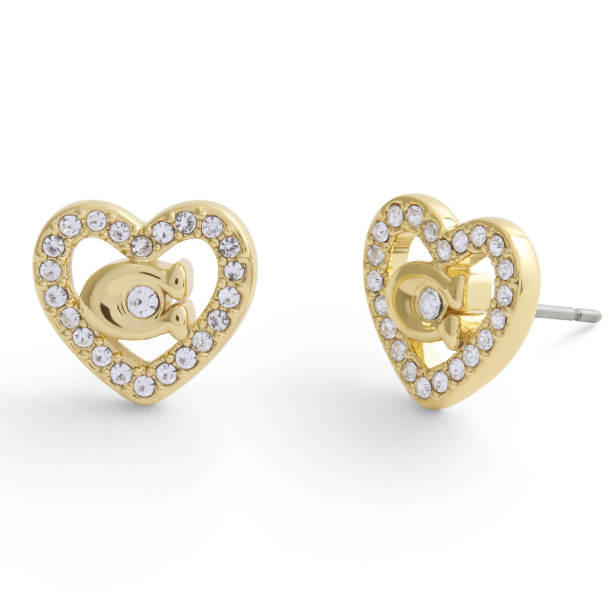 COACH Signature C Pave Stud Earrings - Crystal/Gold