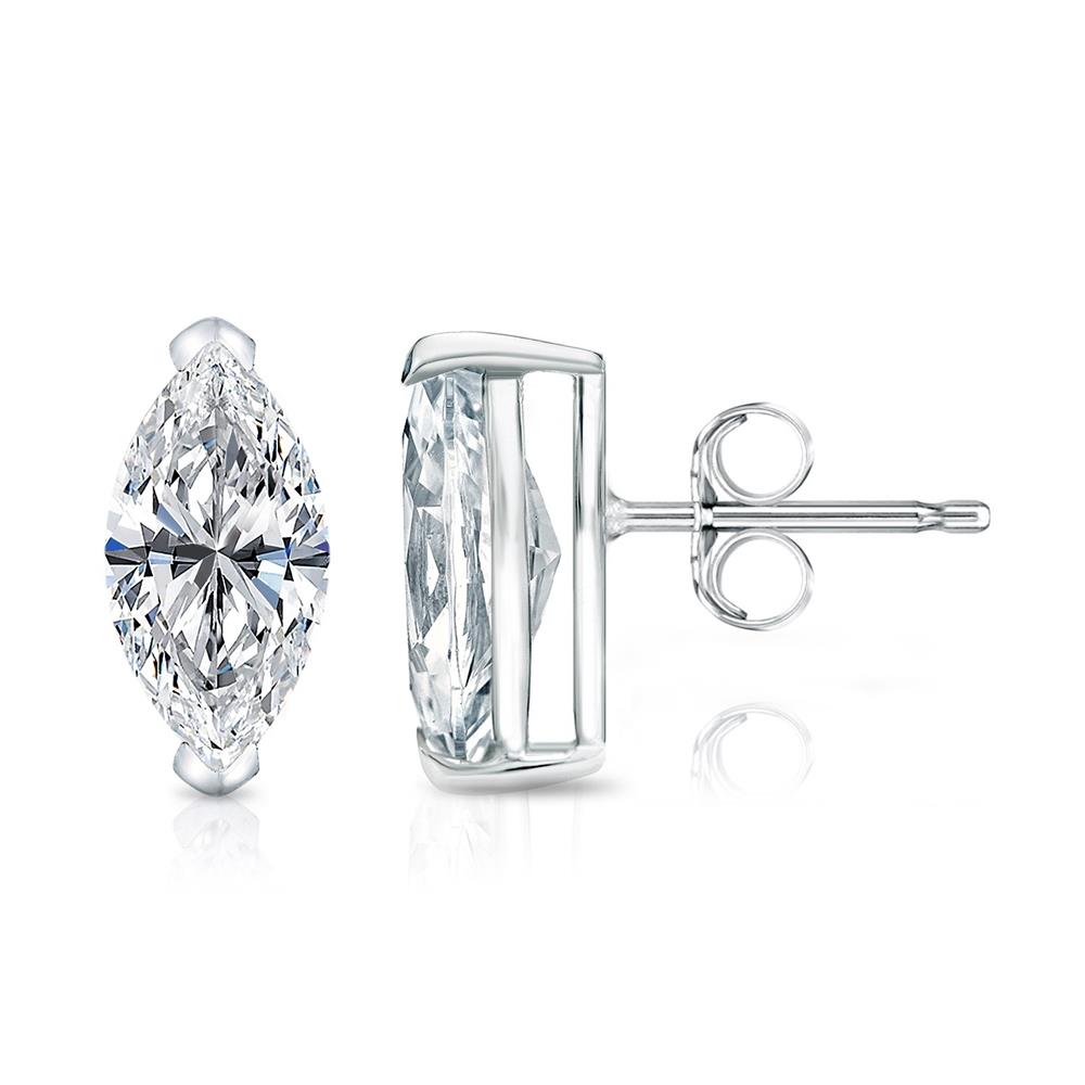Prestige Boutique Diamonds Marquise Solitaire Stud Earrings Size 0.50TCW