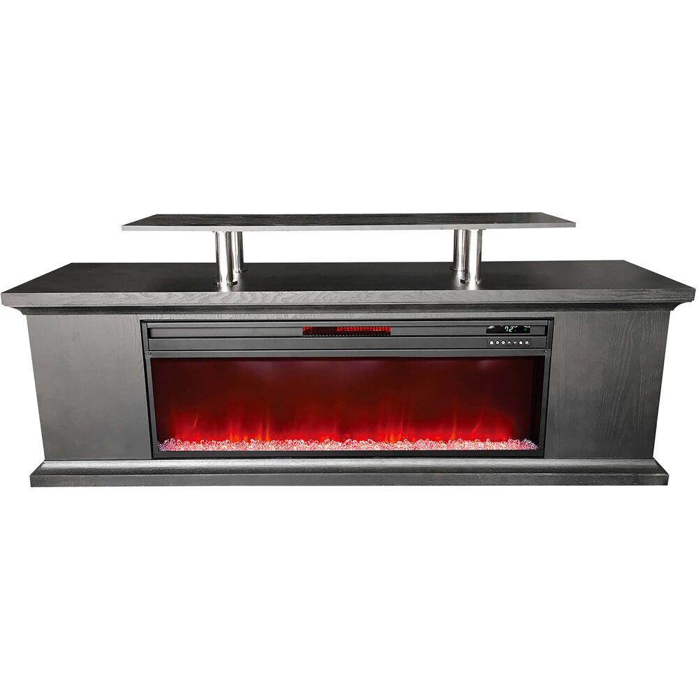 Lifesmart 72-inch Media Fireplace with Faux Glass Beads in Black