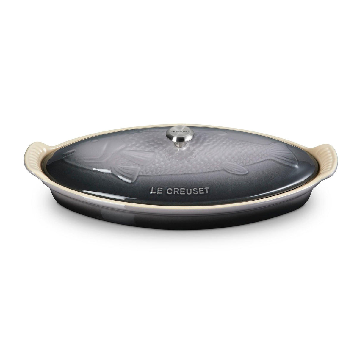 Le Creuset 1.7qt Heritage Stoneware Fish Baker w/ Lid Oyster