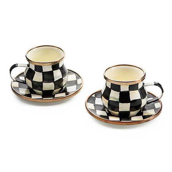 MacKenzie-Childs emerald check espresso cup & saucer set
