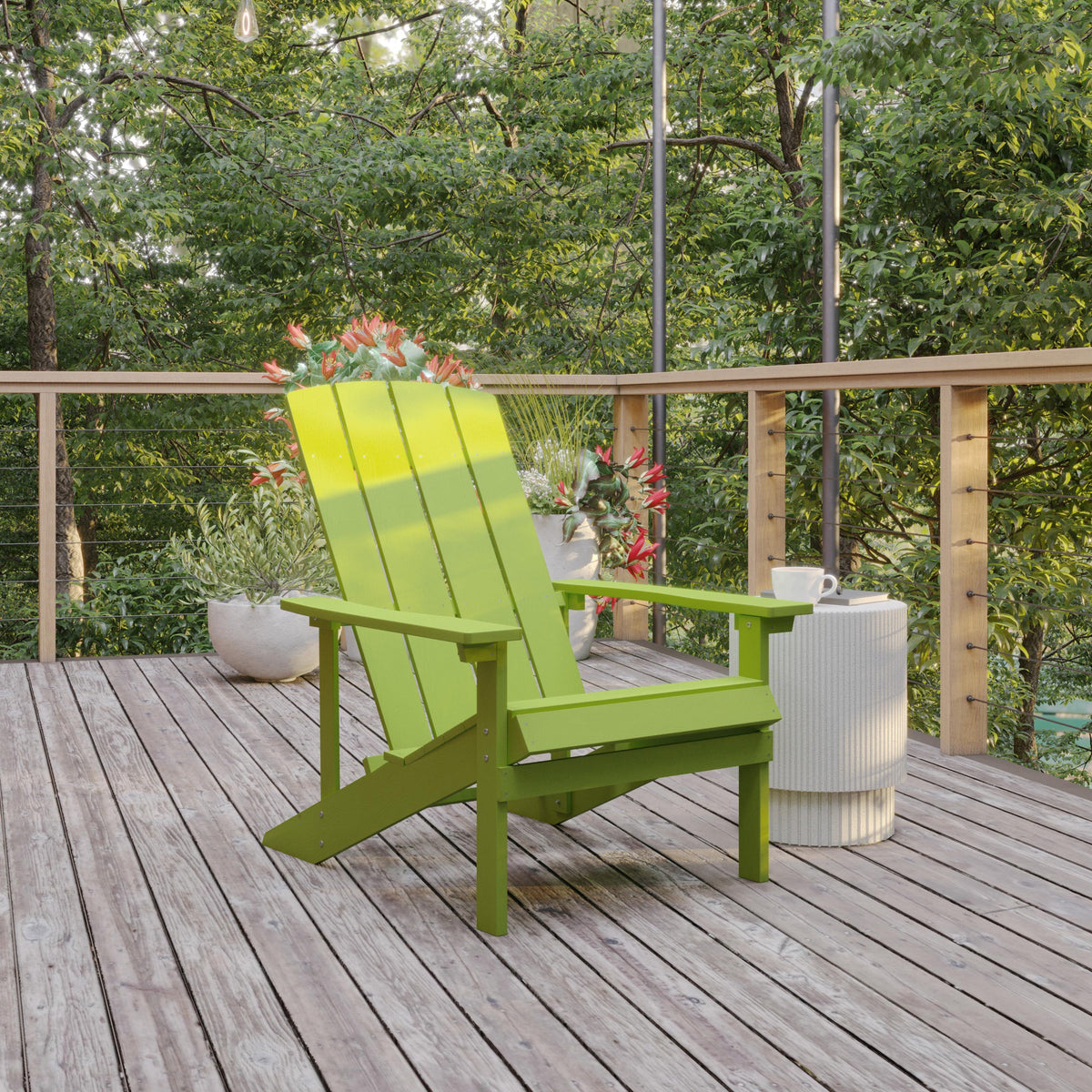 Flash Furniture Outdoor Green All-Weather Poly Resin Wood Adirondack Chair