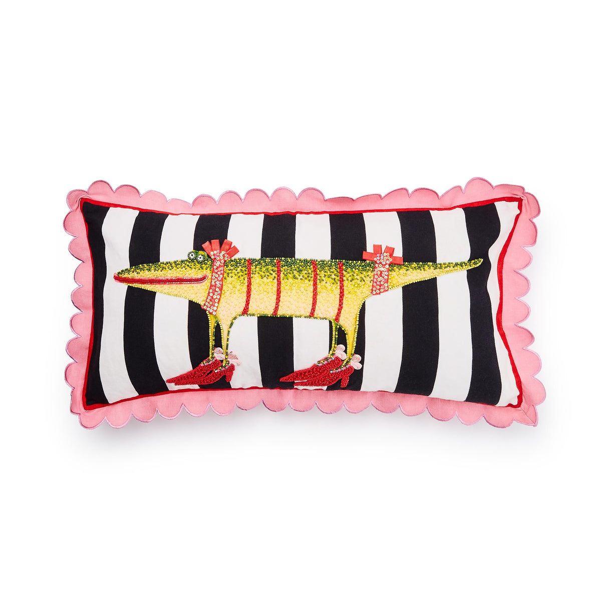 MacKenzie-Childs Patience Brewster Gloria Alligator Striped Lumbar Pillow