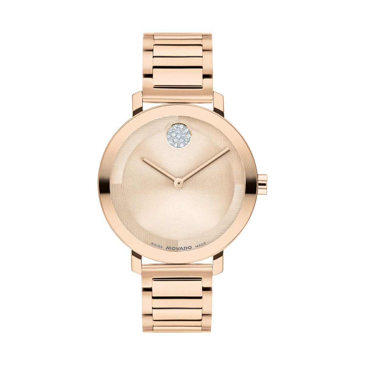Movado Ladies Bold Evolution 2.0 Rose Gold-Tone Stainless Steel Watch Rose Gold Dial
