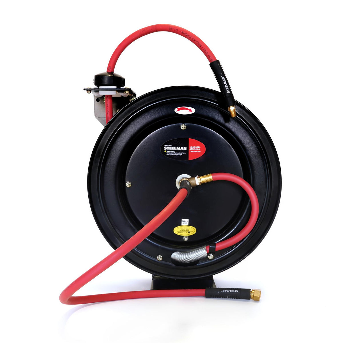 JS Products Steelman Enclosed Spring Pneumatic Hose Reel with 35-Foot 3/8" ID Hose