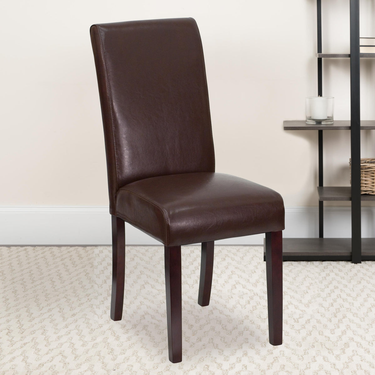 Flash Furniture Black LeatherSoft Parsons Chair with Solid Hardwood Frame Construction