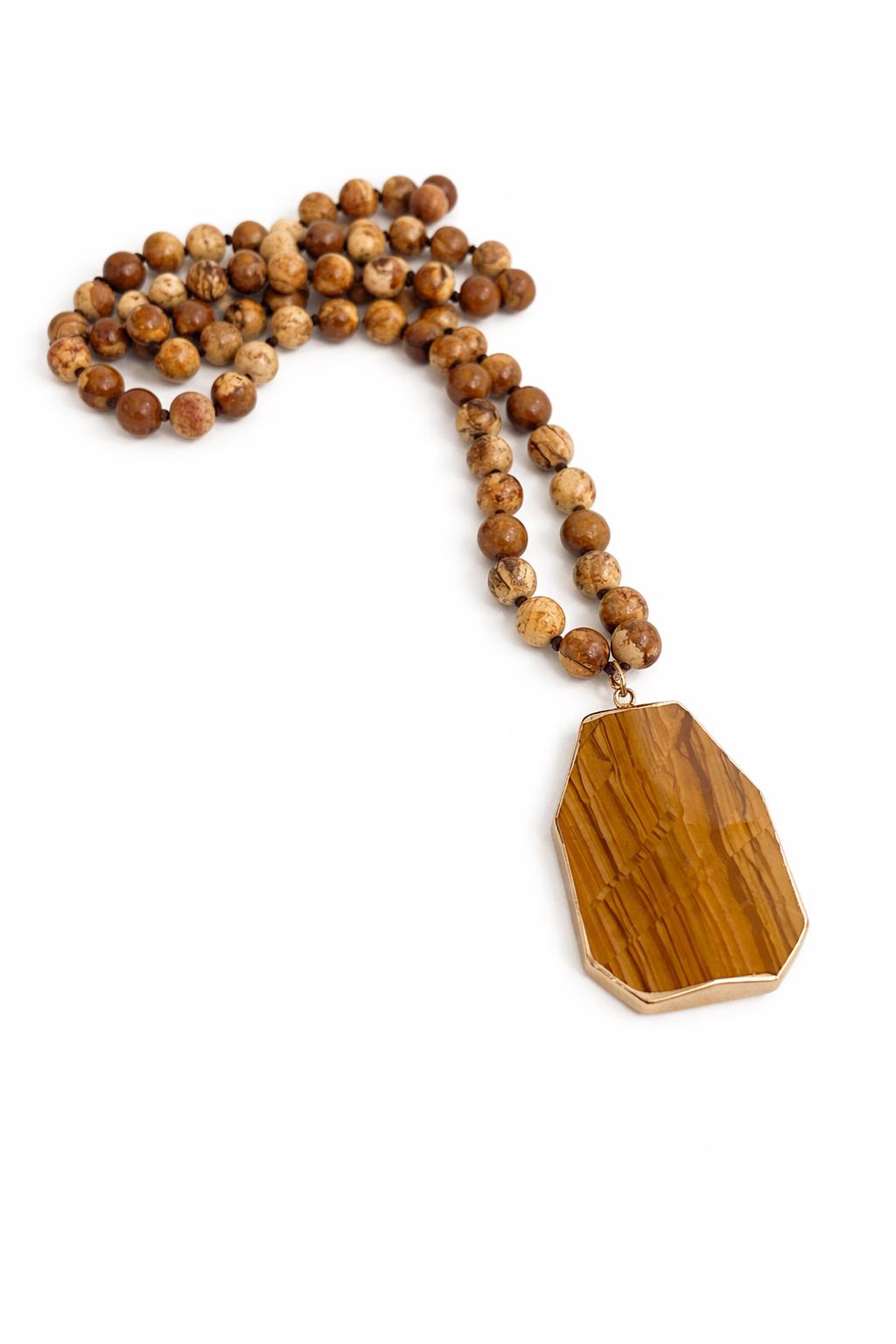 Completely Bella Jasper Natural Stone Pendant Necklace