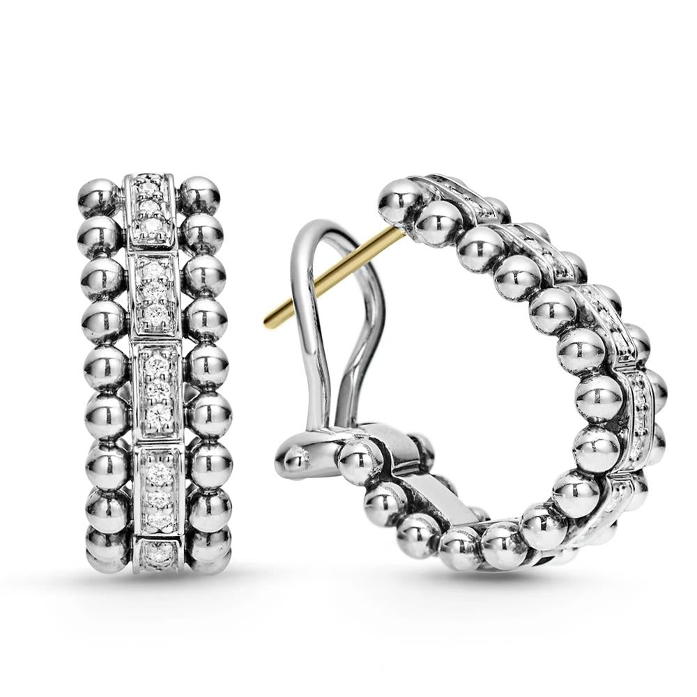 Lagos Beaded Diamond Huggie Earrings
