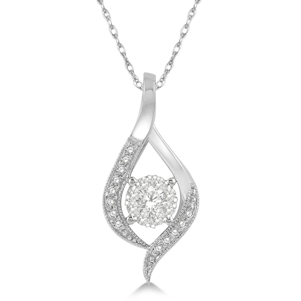 Jilco 14k White Gold .20twt Diamond Pendant Necklace