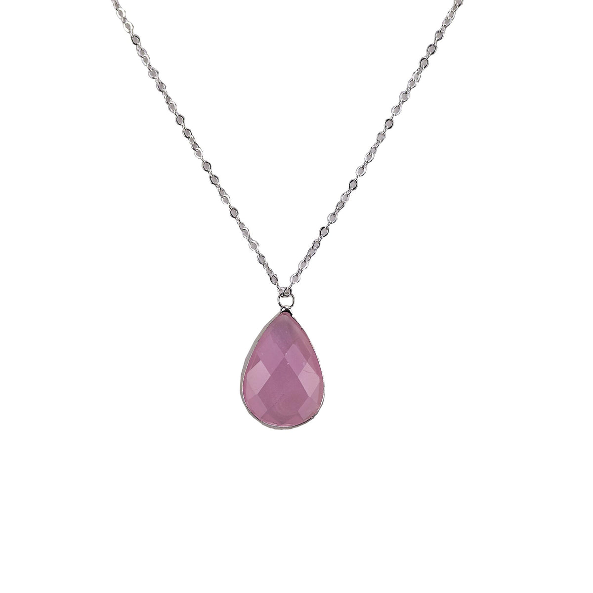 Completely Bella Rose Quartz Teardrop Necklace