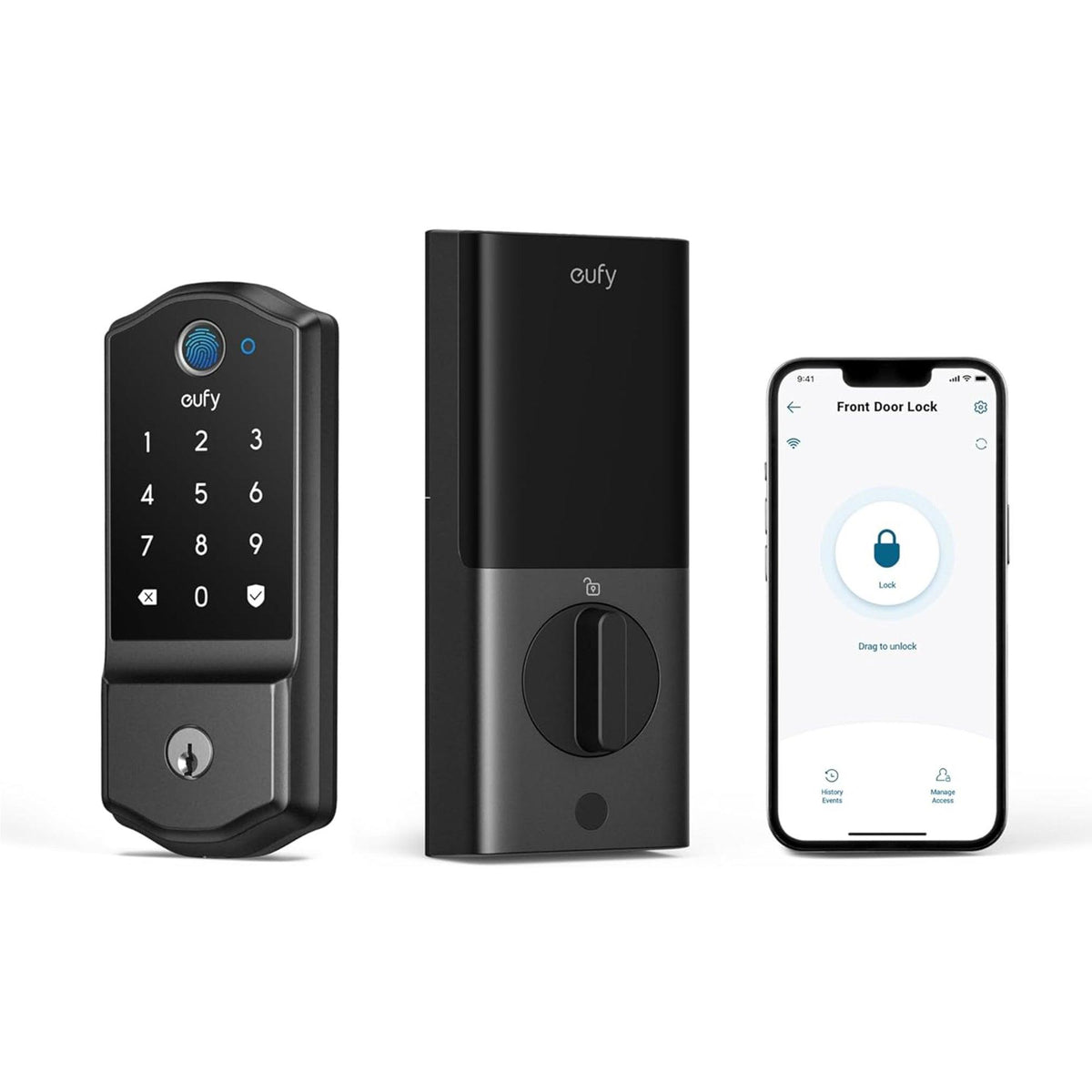 Eufy C220 Fingerprint Keyless Entry Smart Lock Black Retro