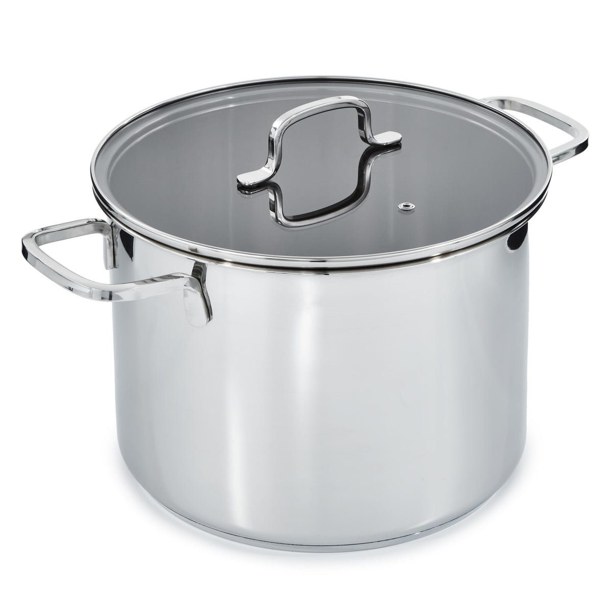 BergHOFF DiNA Helix Recycled 18/10 Stainless Steel 10.25" Stockpot 10.6qt. + Glass Lid