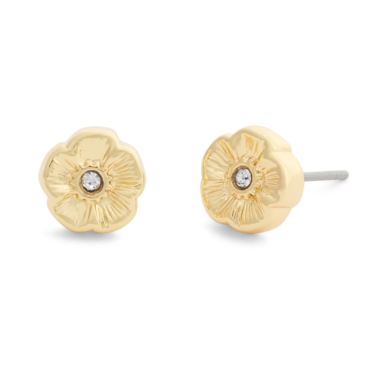 COACH Signature Tea Rose Stud Earrings - Crystal/Gold