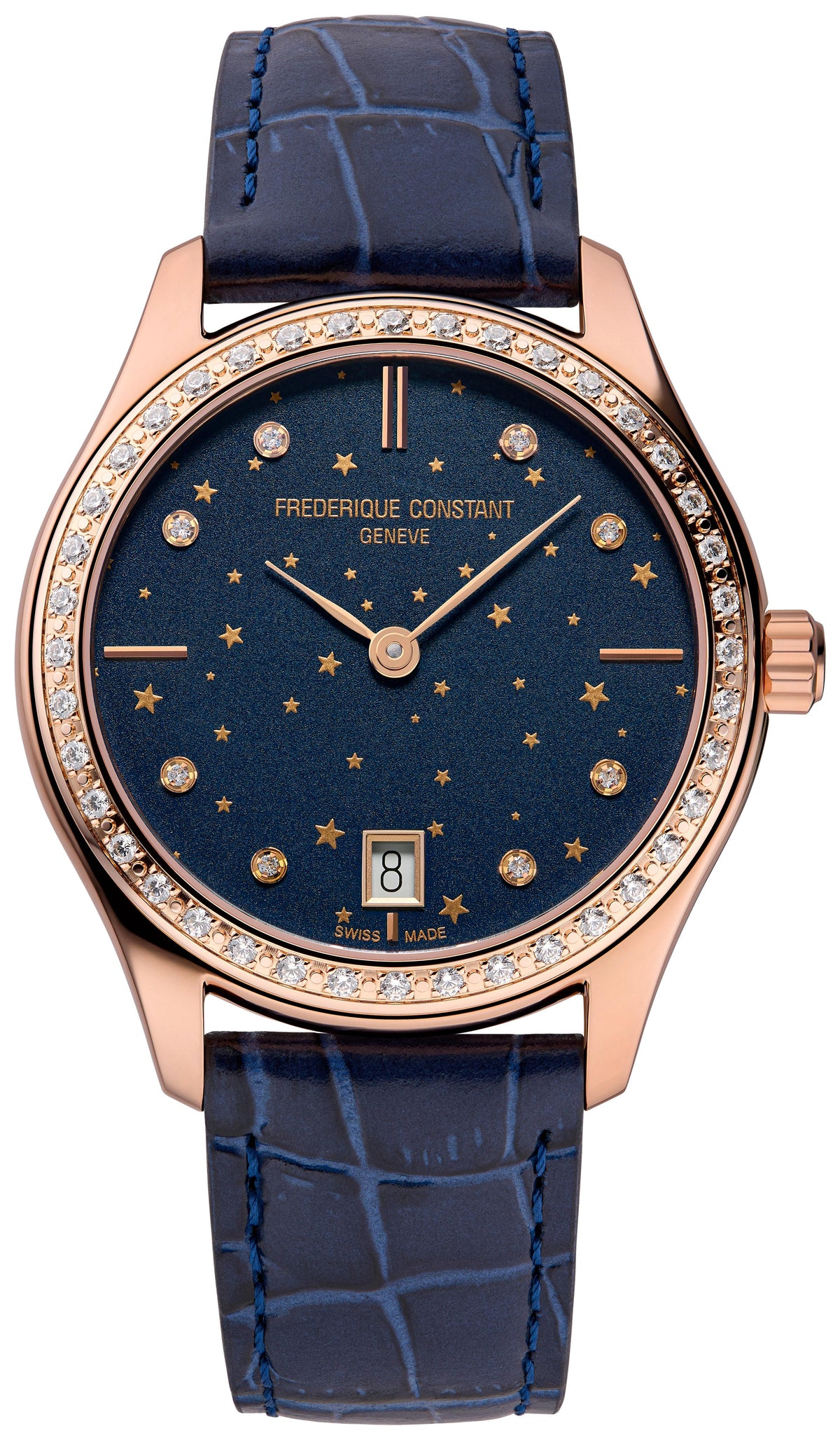 Frederique Constant Ladies Quartz Leather Strap watch, Blue dial