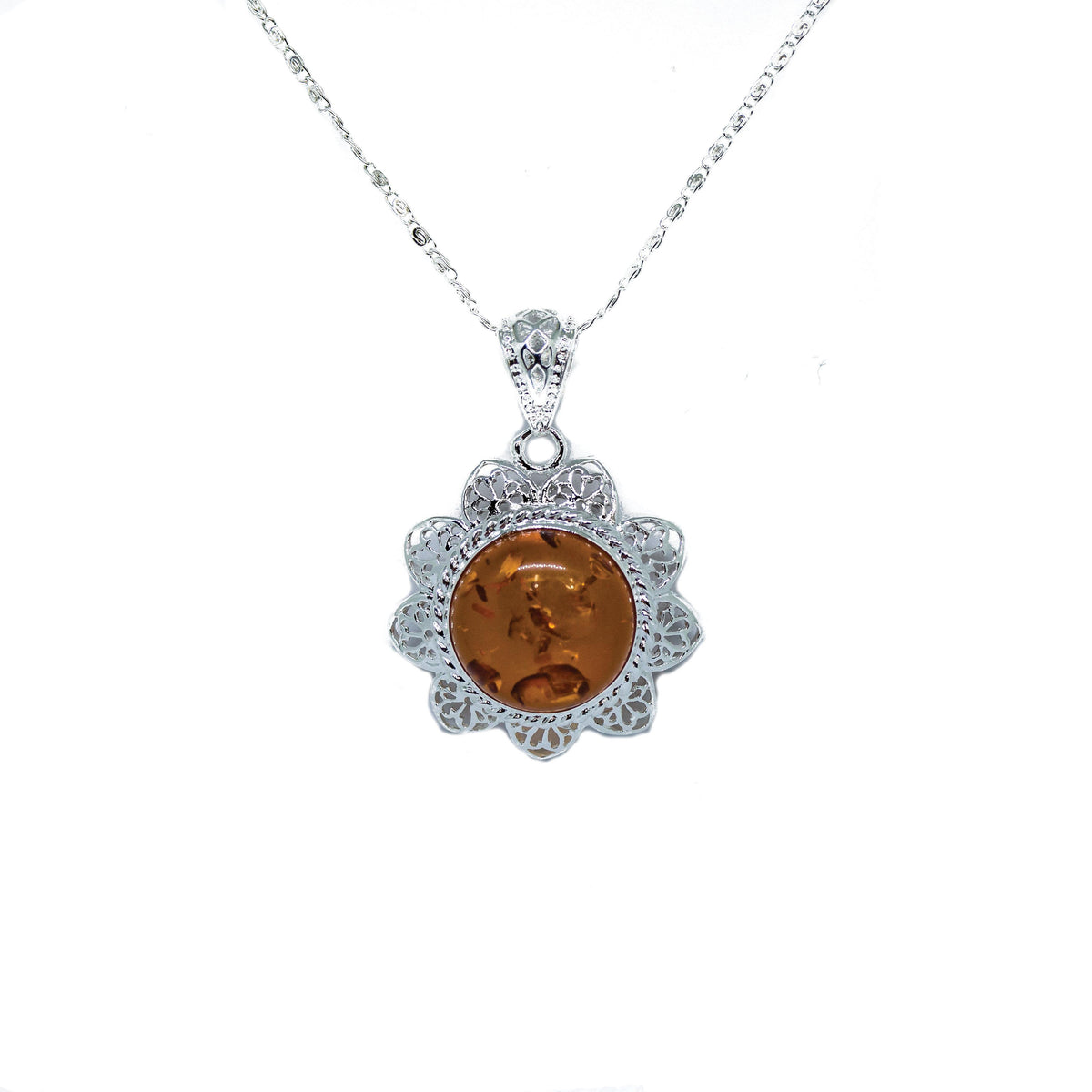Completely Bella Amber Sunburst Pendant Necklace