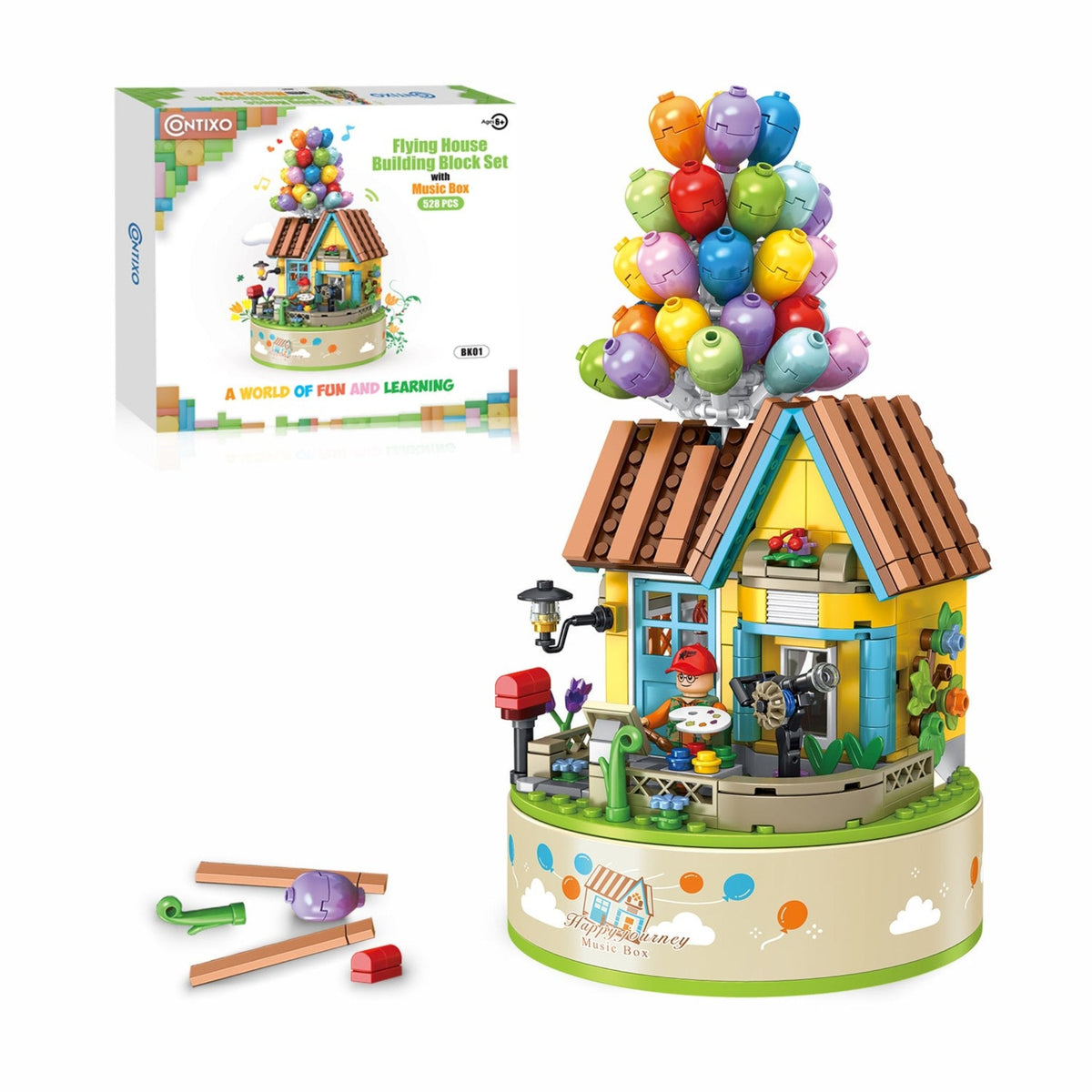 Contixo BK01 Flying Balloons Building Block Set with Music Box 528 PCS
