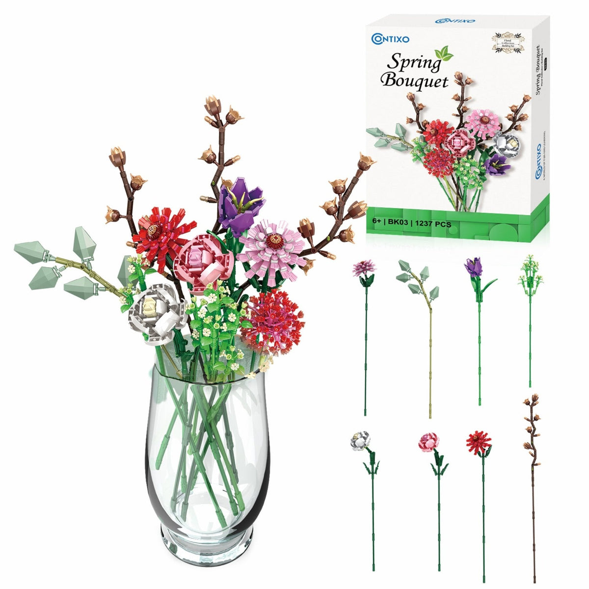 Contixo BK03 Spring Bouquet Floral Collection Building Block Set-1237 PCS