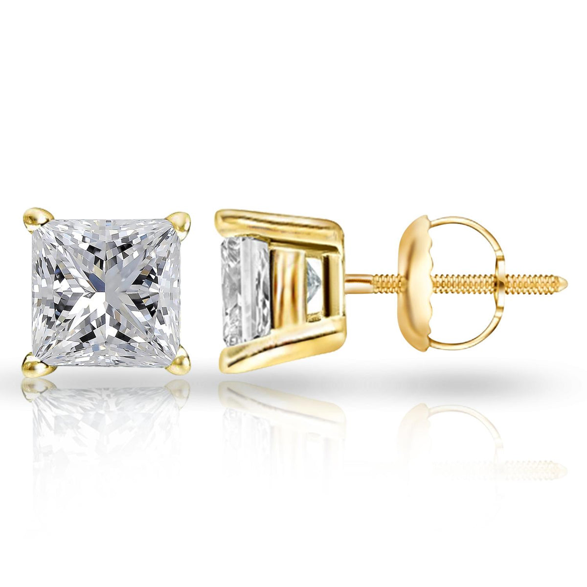 Infinity Luxe Jewelry Collection Princess cut Screwback Stud in 925 SS 0.09ct
