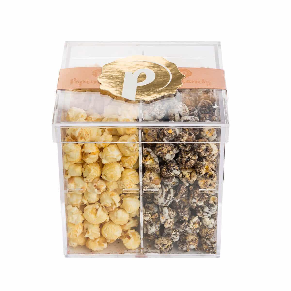 Popinsanity 1pk Popcorn in 6x6x6 Acrylic Gift Box - 2 Flavors