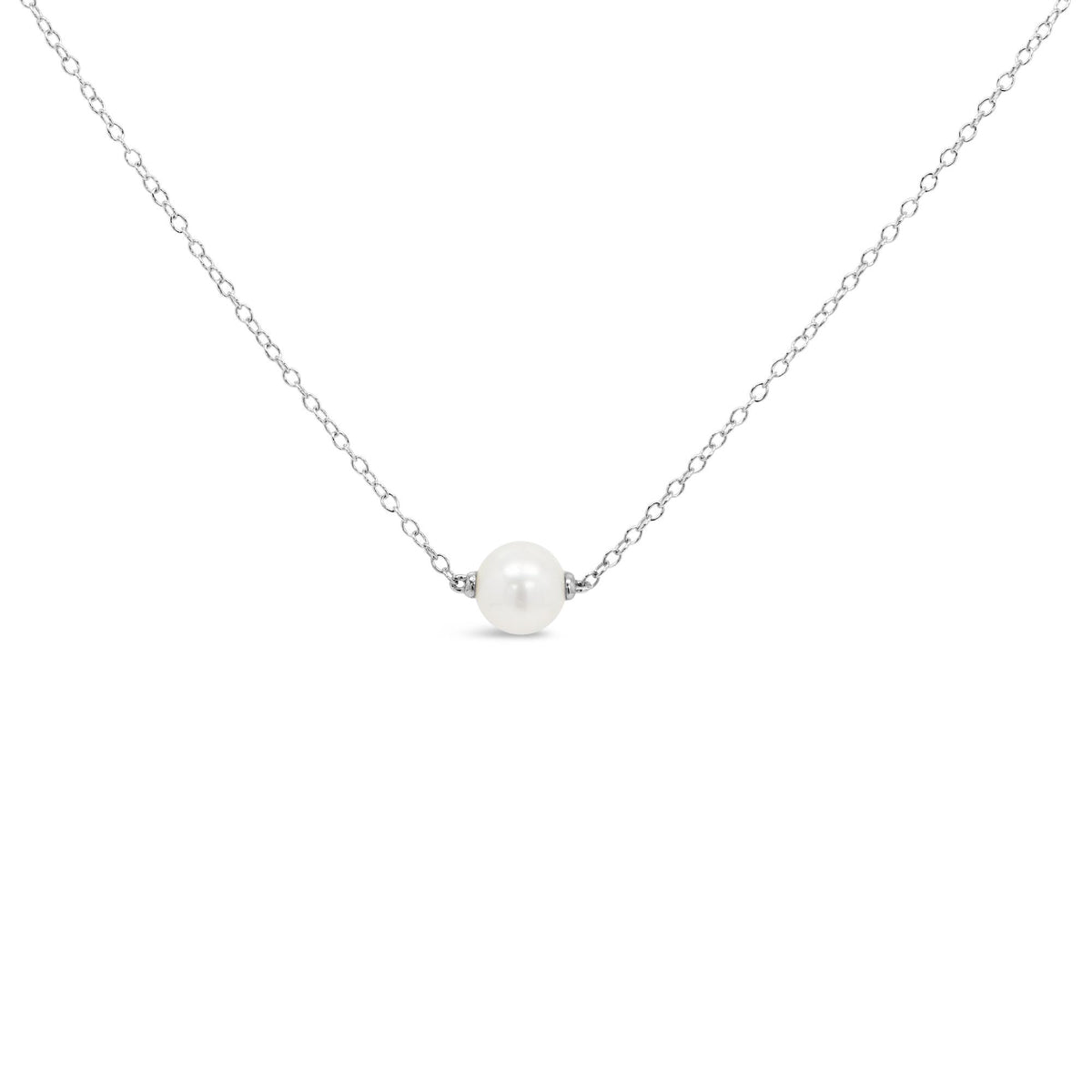 Matrix Creations 7 mm Freshwater Pearl Necklace Sterling Silver