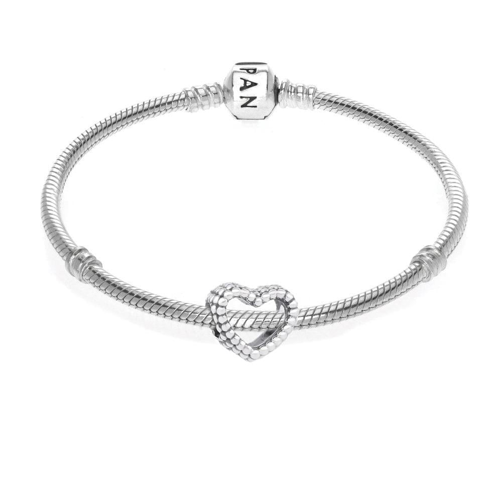 Pandora Beaded Heart Bracelet Size 6.7"