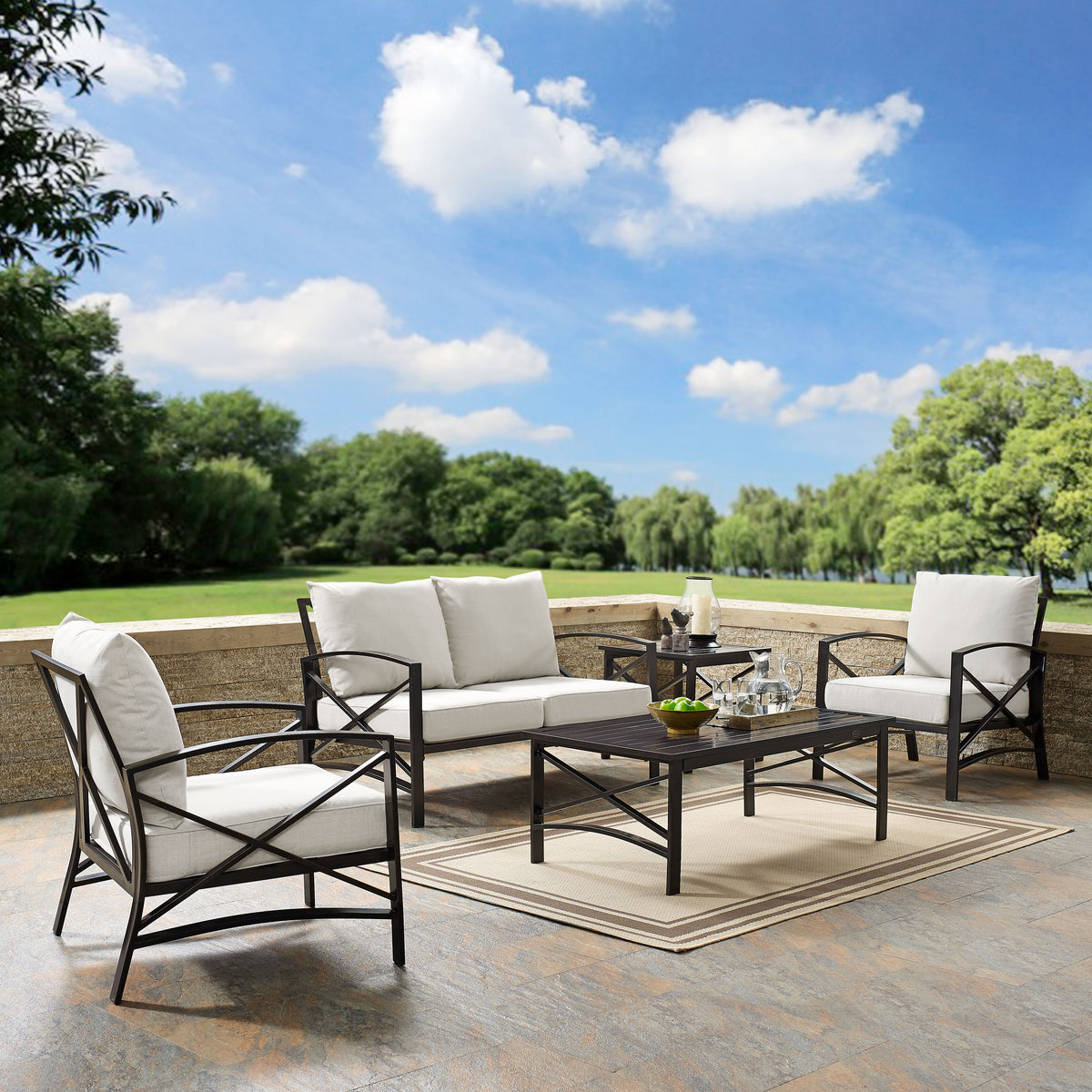 Crosley Outdoor Kaplan 5Pc Outdoor Loveseat Patio Furniture Set