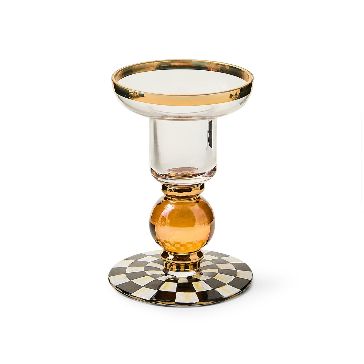MacKenzie-Childs Courtly Check Small Glass Candlestick