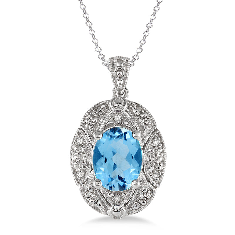 Jilco Inc Blue Topaz & Diamond Necklace