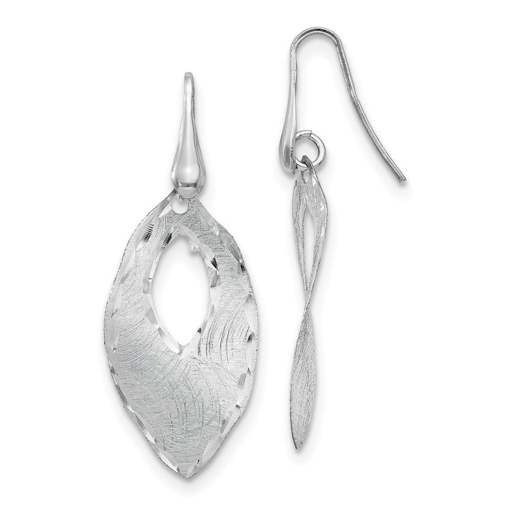 Distinctive Sterling Silver Textured & D/C Dangle Shepherd Hook Earrings