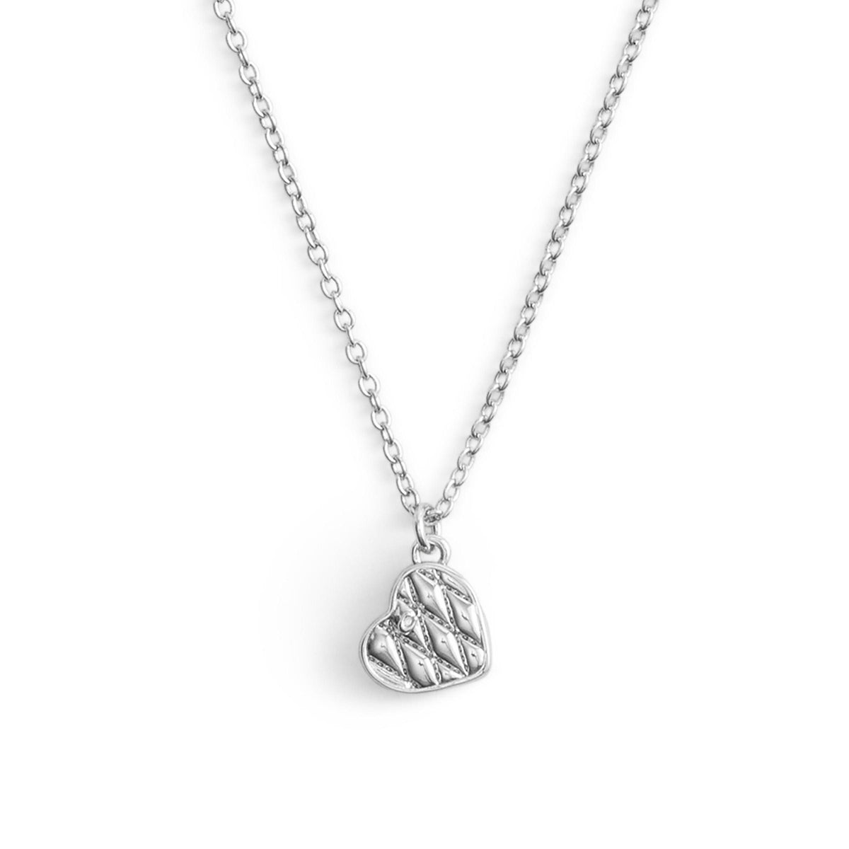 COACH Quilted Heart Pendant - Rhodium