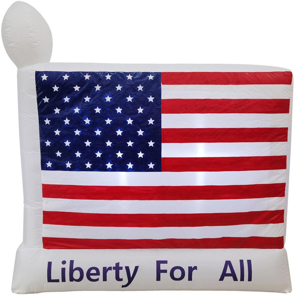 Fraser Hill 6-Ft. Wide American Flag - Liberty for All, Outdoor Blow-Up Inflatable with Lights