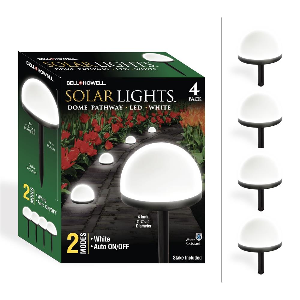 Bell + Howell Solar Dome Pathway LED Lights Size 4 Pack