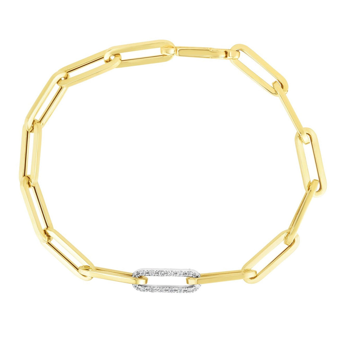 Jilco Paperclip Bracelet w/ Diamond Accent Link Gold