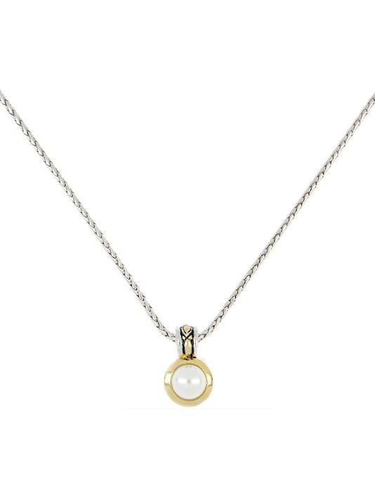John Medeiros Perola White Seashell Pearl Pendant Length: 16" - 18" adjustable. Pendant: 8mm, 3/4"Lx1/2"W