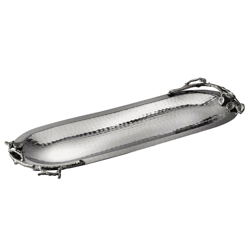 Stark Home Sparkle Silver Leaf Long Oval Platter