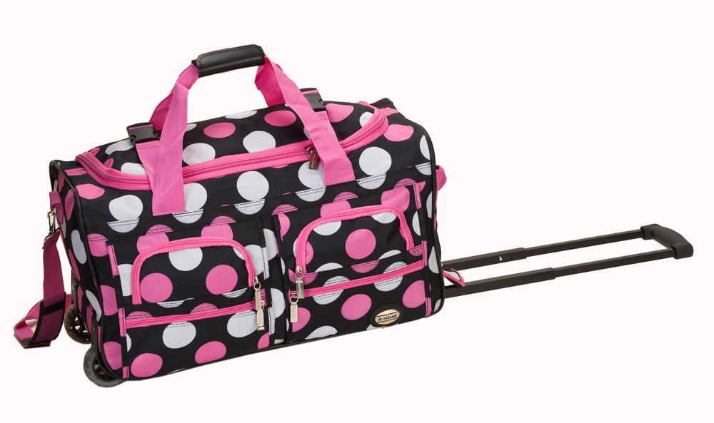 Rockland Luggage 22" Rolling Multi-Pocket Duffle - New Multi-Pink Dot