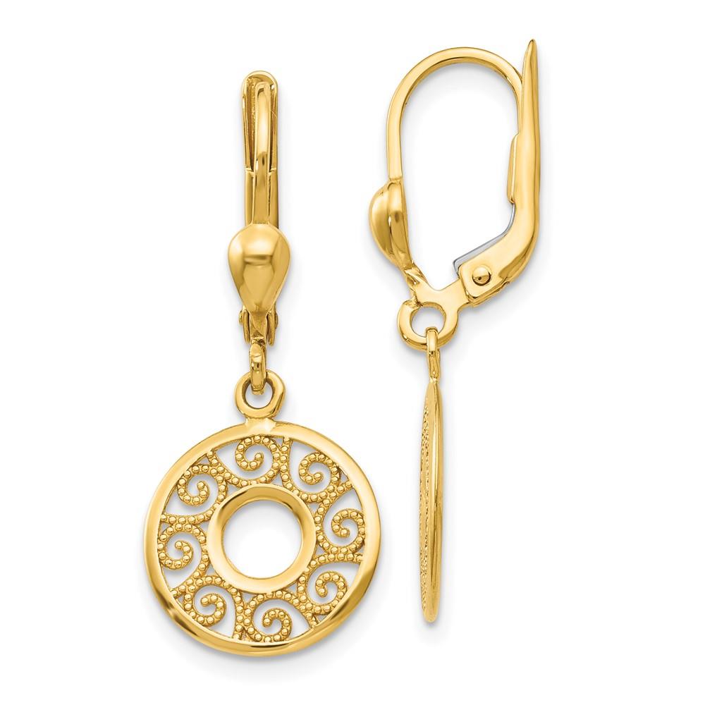 Distinctive 14K Leverback Filigree Earrings