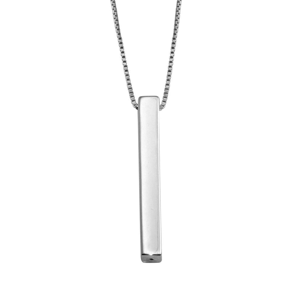 PARIKHS Rhodium Plated Drop Down Bar Necklace in 925 Sterling Silver