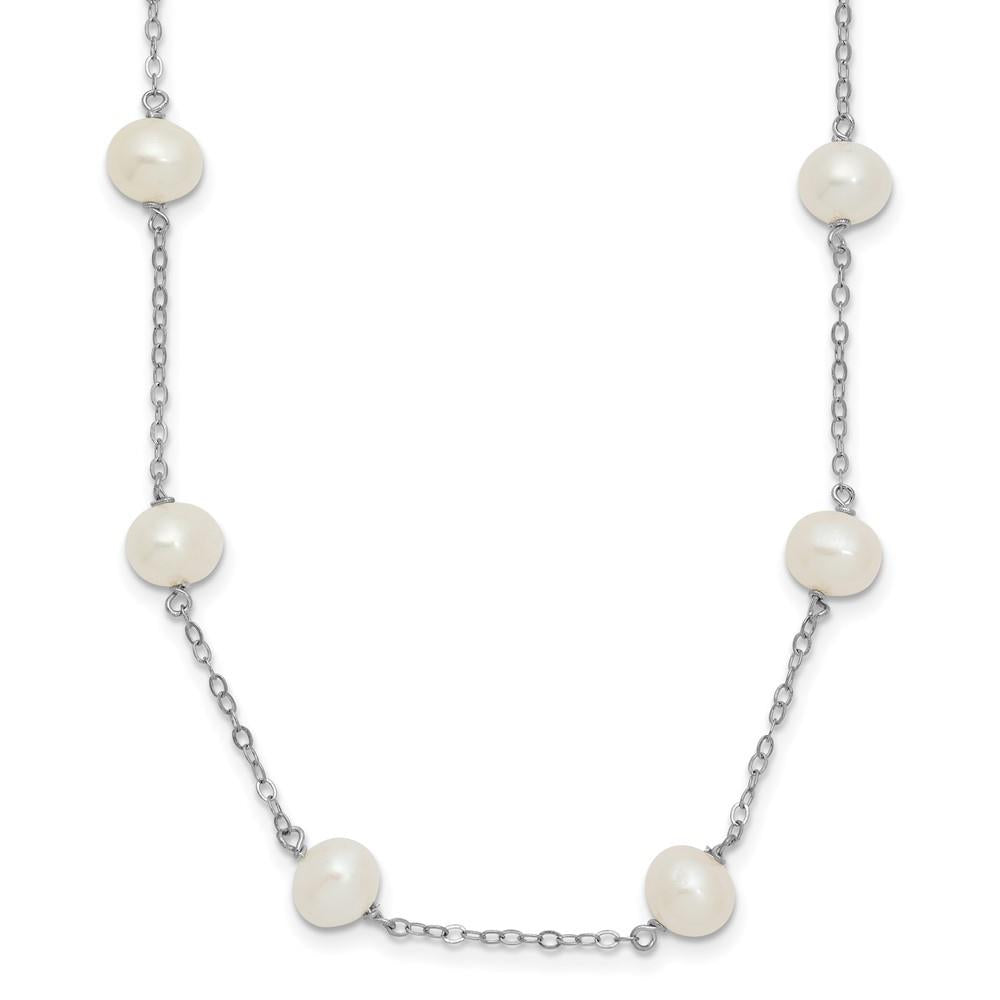 Distinctive Sterling Silver 7mm Freshwater Cultured Pearl Necklace 16"