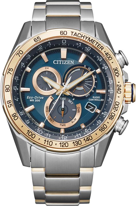 Citizen Watch Men's PCAT Eco-Drive Stainless Steel Bracelet watch, Blue dial